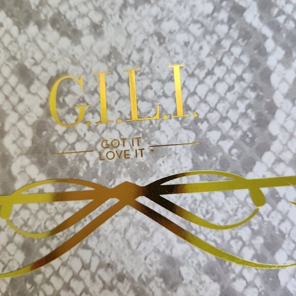 G.I.L.I. NIB Leather Snakeskin Embossed Gold Metallic Trim 2 Piece Crossbody Bag - Picture 8 of 8